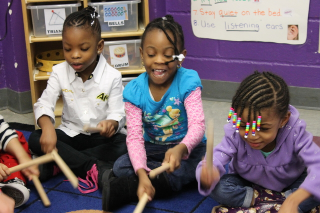 <p>Students learn about rhythm at the Hudson Guild.</p>
