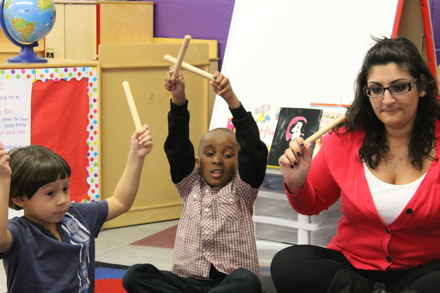 <p>Students learn about rhythm at the Hudson Guild.</p>

