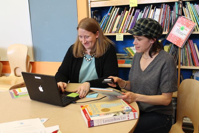 <p>Maura Duff and Maydelle Liss are two of the parents who led the effort to create a book room at Manhattan School for Children.&nbsp;</p>
