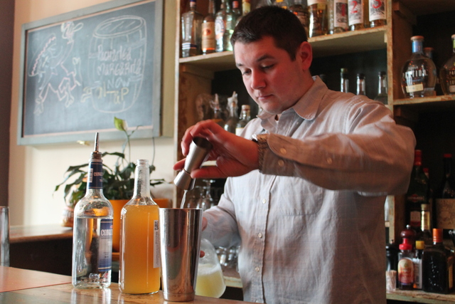 <p>Pachanga Patterson manager Dawid Dabrowicz makes a &ldquo;William Lamport.&rdquo; The Astoria eatery&rsquo;s signature St. Patrick&rsquo;s Day cocktail combines tequila, Jameson Irish Whiskey, lime juice and grapefruit syrup.</p>
