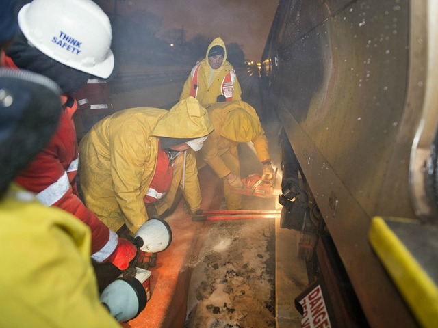 <p>Several commuter trains were canceled, and others delayed, while crews worked to repair damaged track after a derailment Monday March 18, 2013</p>
