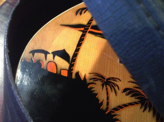 <p>The artwork on an antique guitar at TR Crandall Guitars, which will open next month in the East Village.</p>
