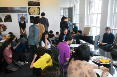About 50 students from the Cooper Unino are in the school president's Jamshed Bharucha's office.