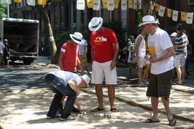 The neighborhood celebrates the Bastille Day, July 14, with an annual petanque tournament and street fair.