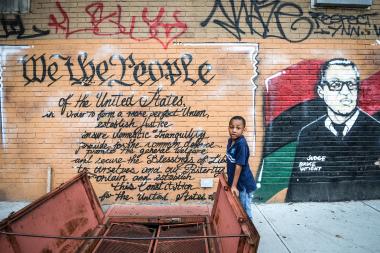 The exhibit, in the Bedford Library at 496 Franklin Ave., highlights murals from across Bed-Stuy.