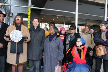 Public Advocate Leitita James said she is filing a complaint with the Human Rights Division to stop the policy of not allowing rent-regulated tenants to use a new gym at Stonehenge Village.