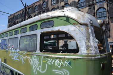 The Red Hook trolley cars were located on the waterfront behind Fairway until they were donated to the Branford Electric Railway Association, Feb. 10.