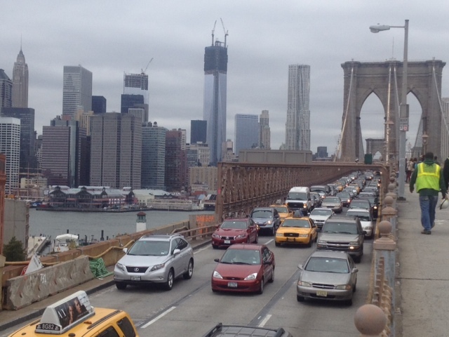 <p>Brooklyn Bridge was filled with cars on October 28, 2012, after Mayor Bloomberg issued an evacuation warning for some areas.</p>
