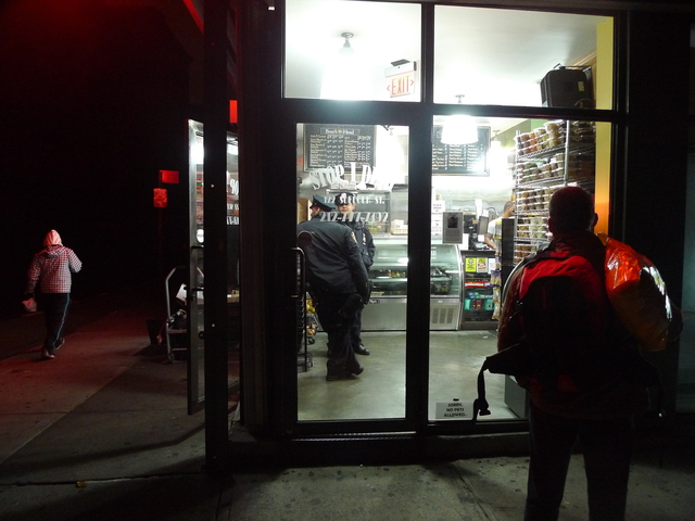 <p>Cops were posted throughout the Lower East Side to keep the peace after Hurricane Sandy knocked out power.</p>
