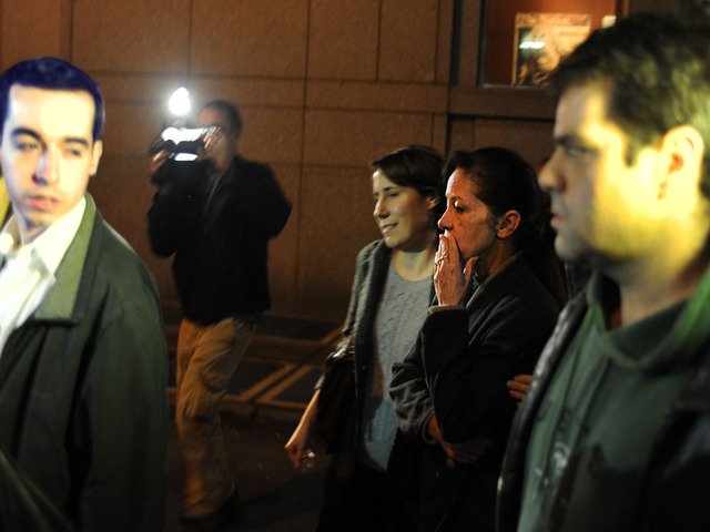 <p>Elizabeth Valle, mother of NYPD cop Gilberto Valle, leaving her son's arraignment Oct. 25, 2012.</p>
