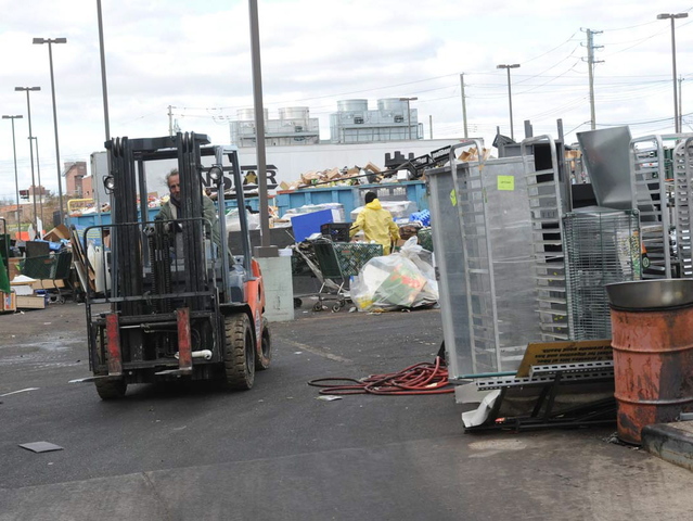 <p>The Fairway parking lot in Red Hook was full of trashed items from the store, which was flooded by Hurricane Sandy Oct. 29, 2012. 'Everything was absolutely gutted,' Fairway vice chairman Howard Glickberg told DNAinfo.com New York. 'There was absolutely nothing left in the old store.' It is slated to reopen March 1, 2013.</p>
