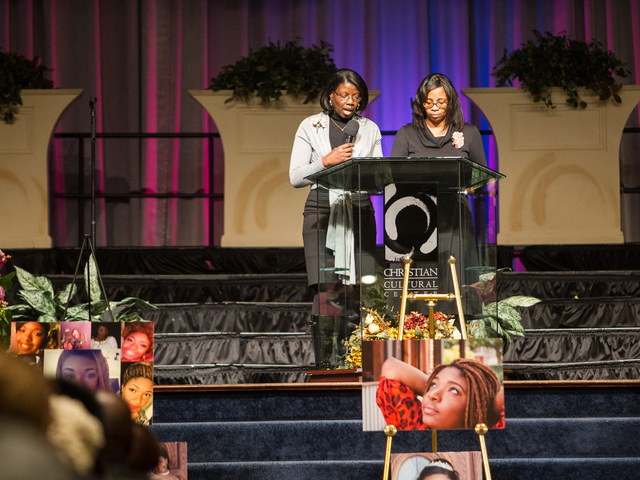 <p>Friends and family of Lauren Abraham remember her at the funeral service held in Flatlands, Brooklyn on Nov. 8, 2012.</p>
