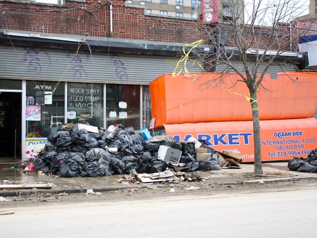 <p>Garbage piled up in Coney Island after Hurricane Sandy.</p>

