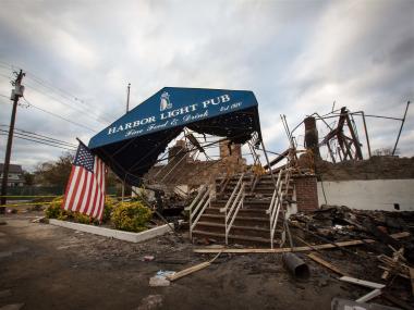 Photographs taken on November 1, 2012 of the Harbor Light Pub in the aftermath of Hurricane Sandy.