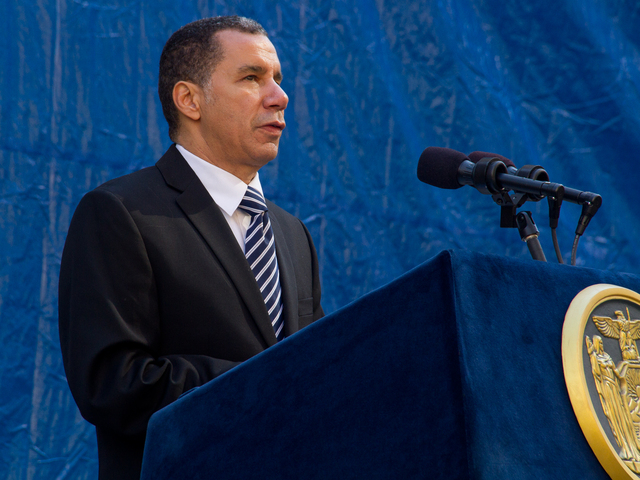 <p>Former&nbsp;Gov. David A. Patterson speaks Oct. 22, 2012 at the ceremony to rename the Brooklyn-Battery Tunnel after former&nbsp;Gov. Hugh L. Carey.&nbsp;</p>
