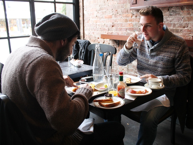<p>A limited brunch menu was being served at Linen Hall on Saturday. Restaurants all over downtown Manhattan were rushing to open their doors after being shuttered for days after Hurricane Sandy.</p>
