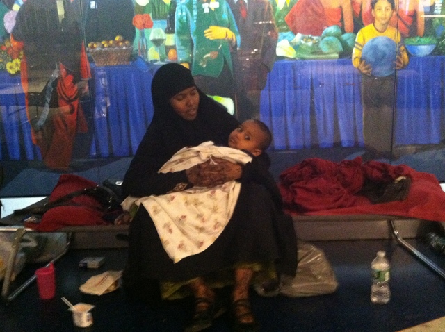 <p>Maryan Olad and her 14-month-old son were stranded at JFK Airport during Hurricane Sandy and for days afterward.</p>
