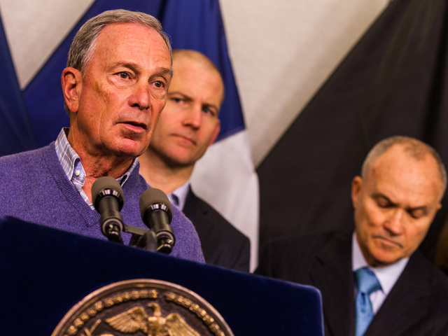 <p>New York City Mayor Michael Bloomberg speaks to the media at the office of Emergency Management on Oct. 27th, 2012 before hurricane "Sandy" hits the New York area.</p>
