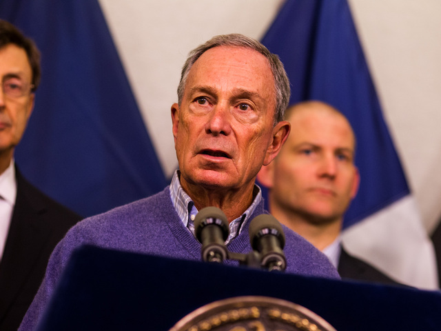 <p>New York City Mayor Michael Bloomberg updates the media about Hurricane "Sandy" at the Office of Emergency Management on Oct. 27th, 2012.</p>
