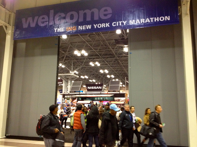 <p>Disappointed runners leave the Javitz Center Marathon Expo after learning the NYC Marathon was canceled on November 2, 2012.</p>
