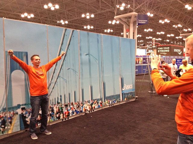 <p>Even after hearing that the marathon was canceled, some disappointed runners still tried to have some fun at the Marathon Expo on November 2, 2012.</p>
