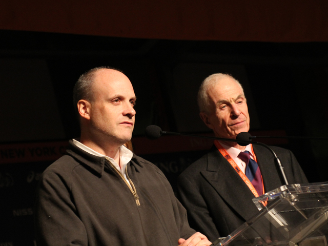 <p>Deputy Mayor Howard Wolfson, at left, and George Hirsch, chairman of the board of NYRR, spoke about their decision to cancel the marathon, saying that it was symbolic of growing unhappiness of running this race while people were suffering.<br />
	&nbsp;</p>
