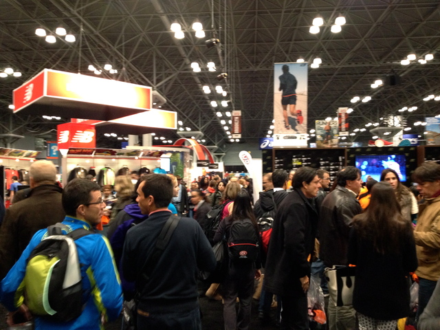 <p>Despite the disappointment of the NYC marathon's cancelation, runners continued to mill about the Marathon Expo -- "What else are we going to do," said one marathoner from Spain.</p>
