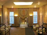 The original marble lobby inside 175 Eastern Parkway.