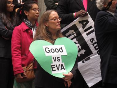 Teachers said they plan to fight against the opening of a charter school inside the building.