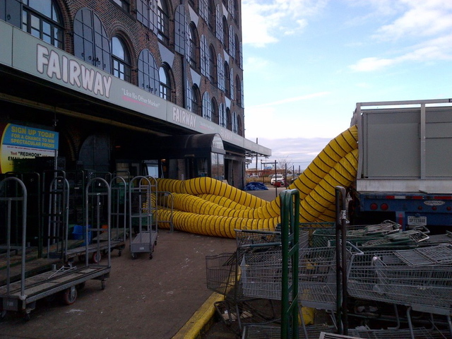 <p>The Red Hook Fairway Market was flooded by Hurricane Sandy Oct. 29, 2012. 'Everything was absolutely gutted,' Fairway vice chairman Howard Glickberg told DNAinfo.com New York. 'There was absolutely nothing left in the old store.' It is slated to reopen March 1, 2013.</p>
