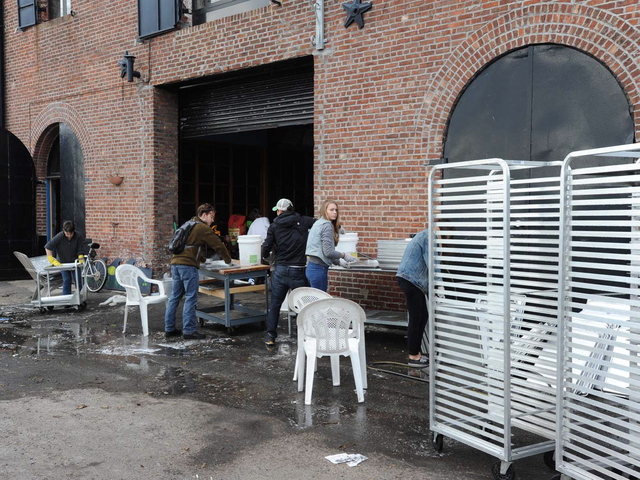 <p>Red Hook residents clean up after Hurricane Sandy.</p>
