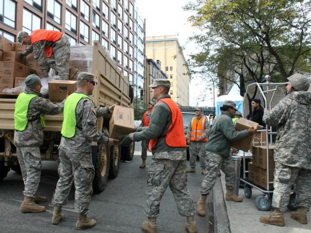 <p>Members of the National Guard delivered free supplies.</p>
