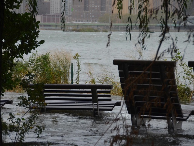 <p>Portions of Gantry Park in Long Island City were under water Monday.</p>
