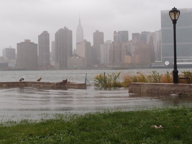 <p>Portions of Gantry Park in Long Island City were under water Monday.</p>
