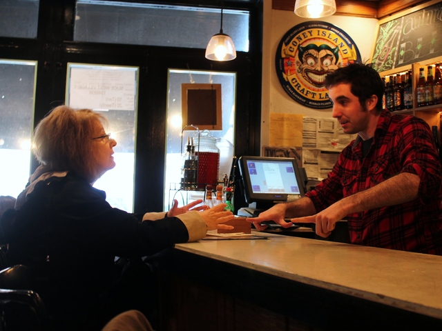 <p>Slice on Hudson Steeet reopened Saturday after power was restored to lower Manhattan. Restaurants all over downtown were rushing to open their doors after being shuttered for days after Hurricane Sandy.</p>

