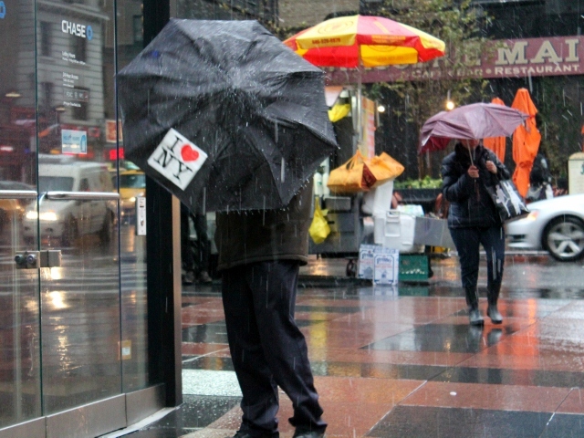 <p>Snow fell in Manhattan Wednesday afternoon as a nor'easter hit the city.</p>
