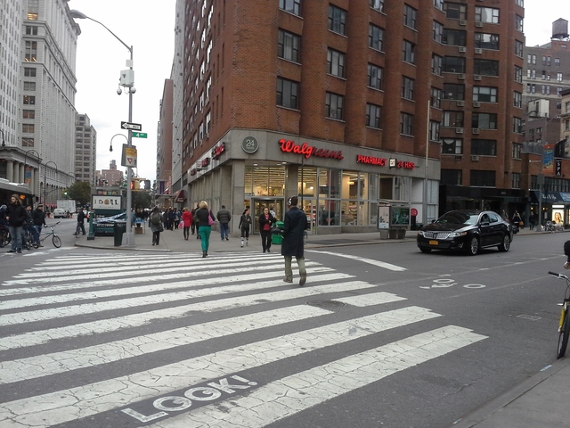 <p>Power returned to the East Village, including the Walgreens on Fourth Avenue Nov. 2, 2012.</p>
