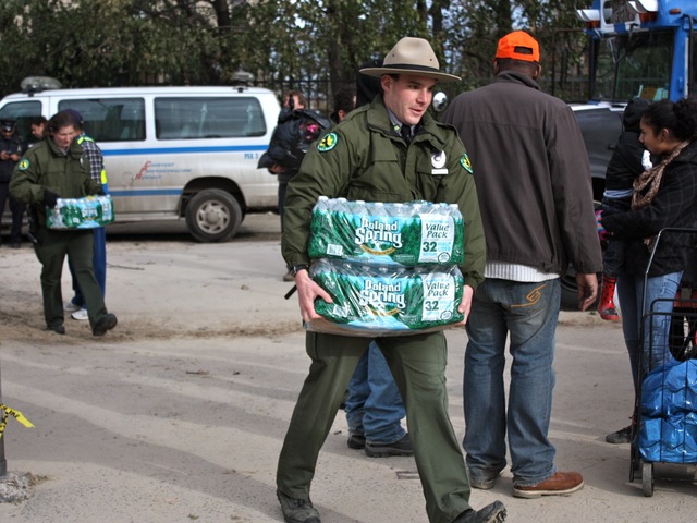 <p>Authorities helped deliver water to residents of Coney Island in the days after Hurricane Sandy.</p>
