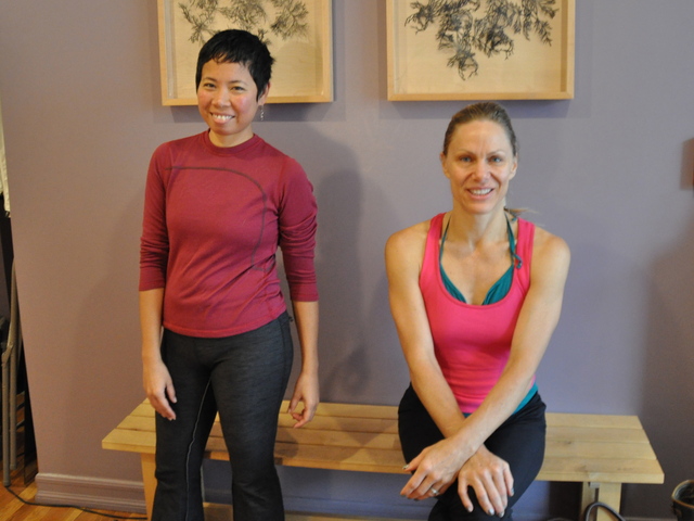 <p>Yoga instructors Narissa Vani Chanan and Lulu Hagen, whose classes in Manhattan were canceled for the storm, rejoiced in the chance to take class at their neighborhood studio Abhyasa&nbsp;Yoga Monday.</p>
