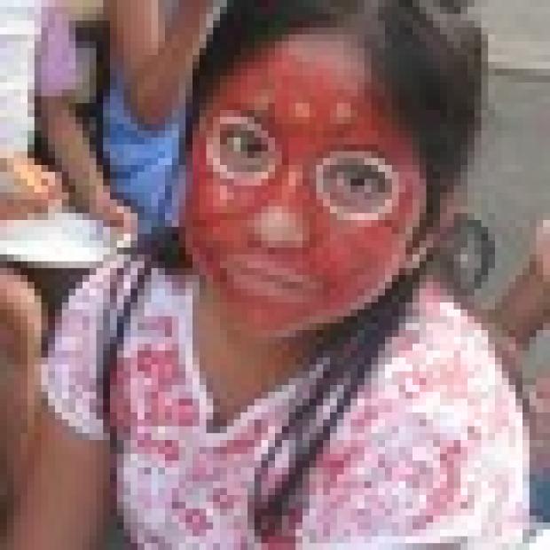With a few dabs of glitter, Cabrera, 8, is ready to test her Spidey skills.