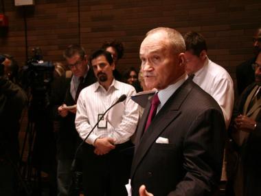 Police Commissioner Raymond Kelly answers questions during a press conference after an anti-terrorism conference at One Police Plaza on Wednesday, Nov. 10, 2010.