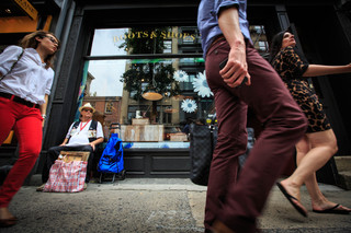 <p>Daniel Himmelfarb, who owned the now-defunct SoHo art supply store, says the artist Jean-Michel Basquiat gave him a triptych of his paintings in exchange running up a tab.His store, Jamie Canvas, is now a Dr. Martens shoe shop.</p>
