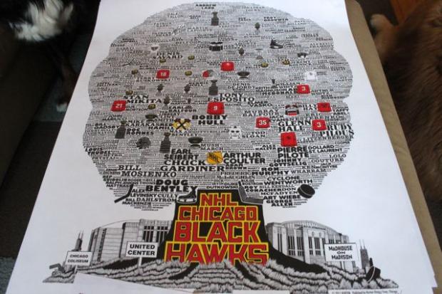  Eric Fine, 33, is the owner of Burton History Trees. The trees, available in lithographic, poster or print form, are drawn by artist Bruce Burton and visually depict a story related to a sports team, band or music genre.&nbsp; 
