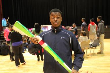  Dontay Reese, a member of the South Shore Drill Team, practices his rountines Friday before he left to head to Washington, D.C., to perform in the Presidential Inaugural Parade. It is the first time the 17-year old high school junior traveled to the nation's capital. 
