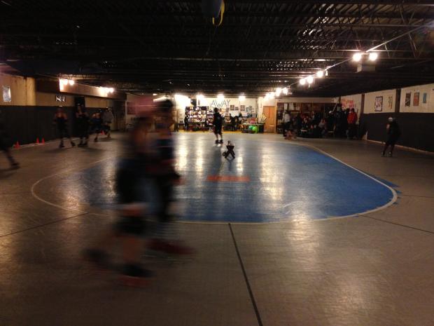  The Windy City Rollers' current practice site has cement walls just inches from the playing surface. 
