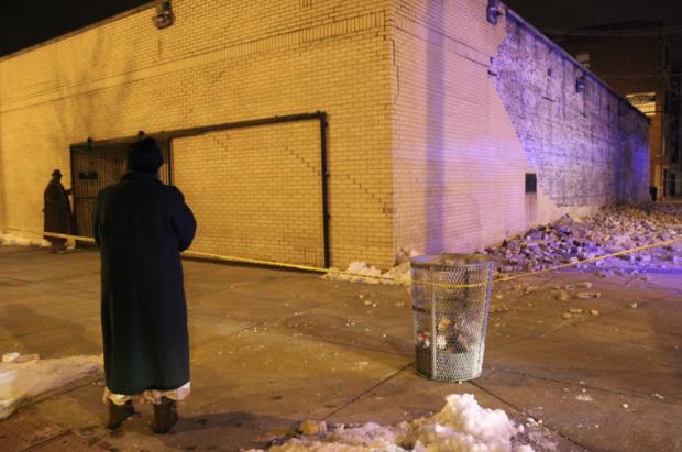  An exterior wall at Zion Healing Temple collapsed Thursday night. 
