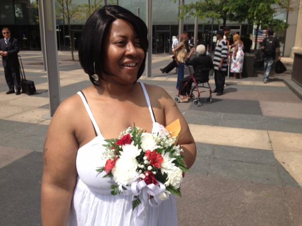  Laquia Latimer, 30, got hitched to the love of her life Thursday even though the newlywed's husband is behind bars awaiting trial and could be spending the next decade in a cell. 
