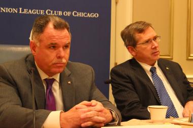  Police Supt. Garry McCarthy (l.) and U.S. Sen. Mark Kirk both cited the death of Hadiya Pendleton as critical to the gun-control debate. 
