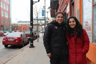  Chef/owner Rafael Bautista and his wife, Jessy Sanchez, outside the location of their future restaurant Bistro 18 at 1640 W. 18th St. The bistro will serve waffles and pancakes along with burgers and other more Latin-inspired items. 
