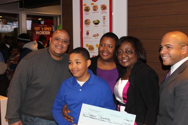  The Hadiya Pendleton Foundation received a $1,000 donation Jan. 17, 2014 from franchise McDonald's owner Yolanda Travis. 
